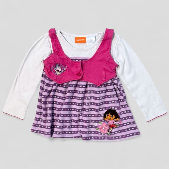 Vintage Dora The Explorer Baby Girl Dress Outfit 2000’s Nickelodeon Y2K Size 4T - Picture 1 of 9